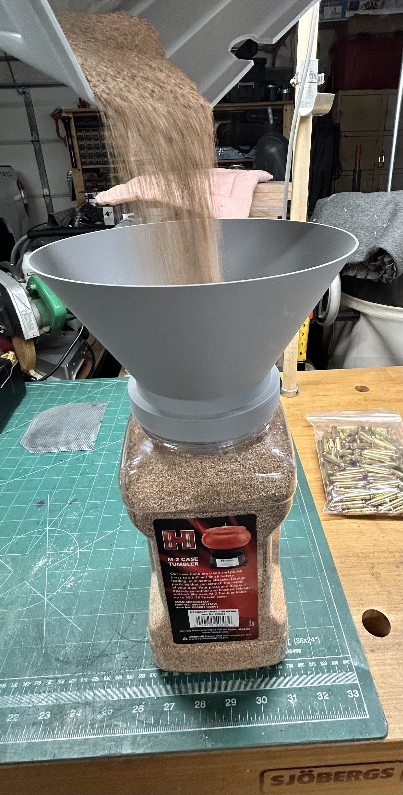 Cartridge Case Tumbling Media Funnel