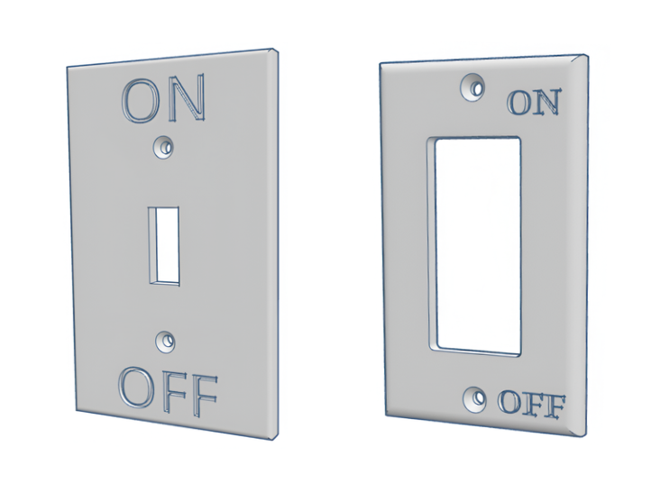 ON and OFF Labeled Light Switch Panel.