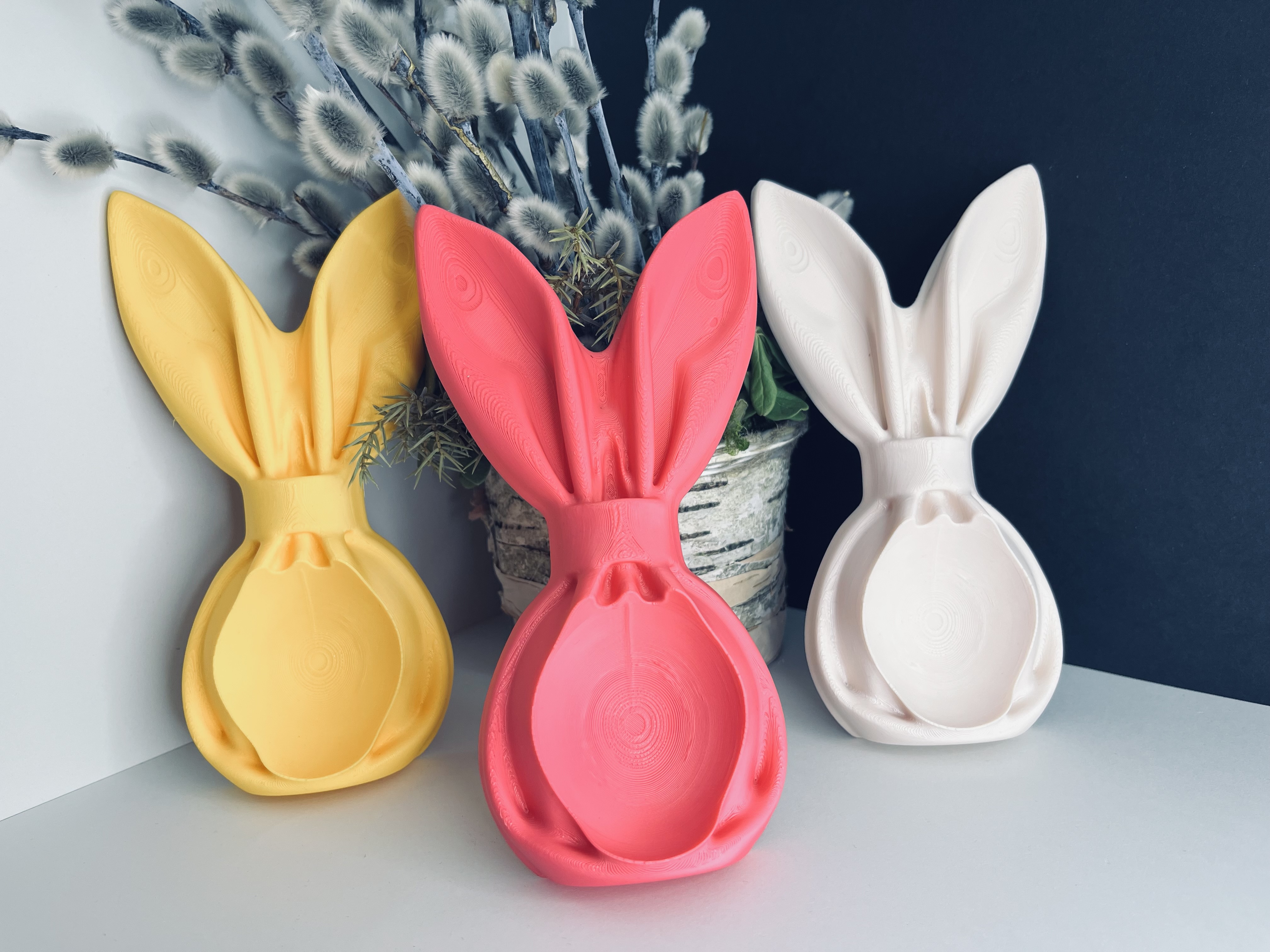 Bunny cloth egg holder Easter organizer home decor — miniatura 5
