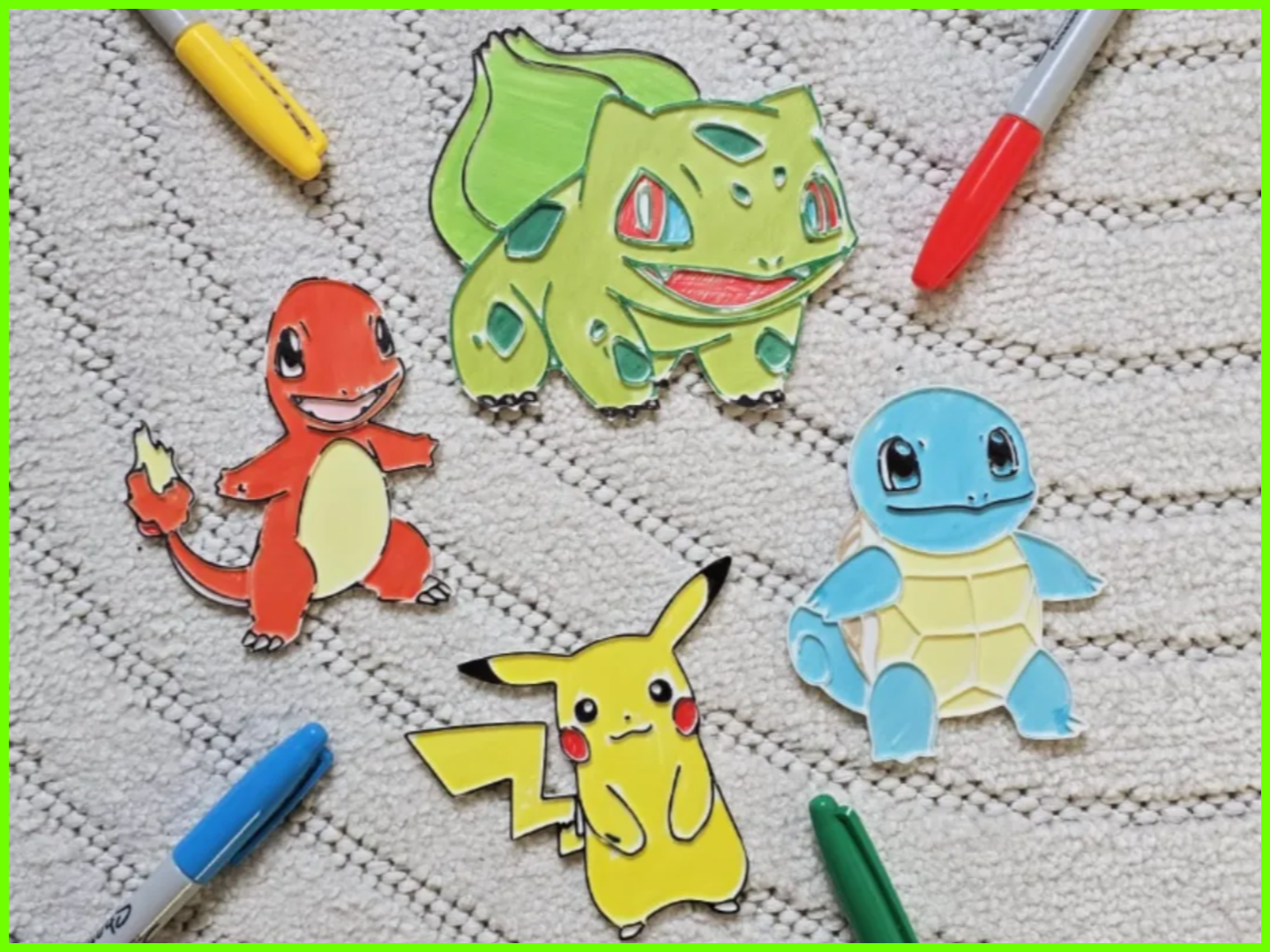 Pokemon Starter DIY Coloring Gen 1 Pikachu Charmander Squirtle Bulbasaur