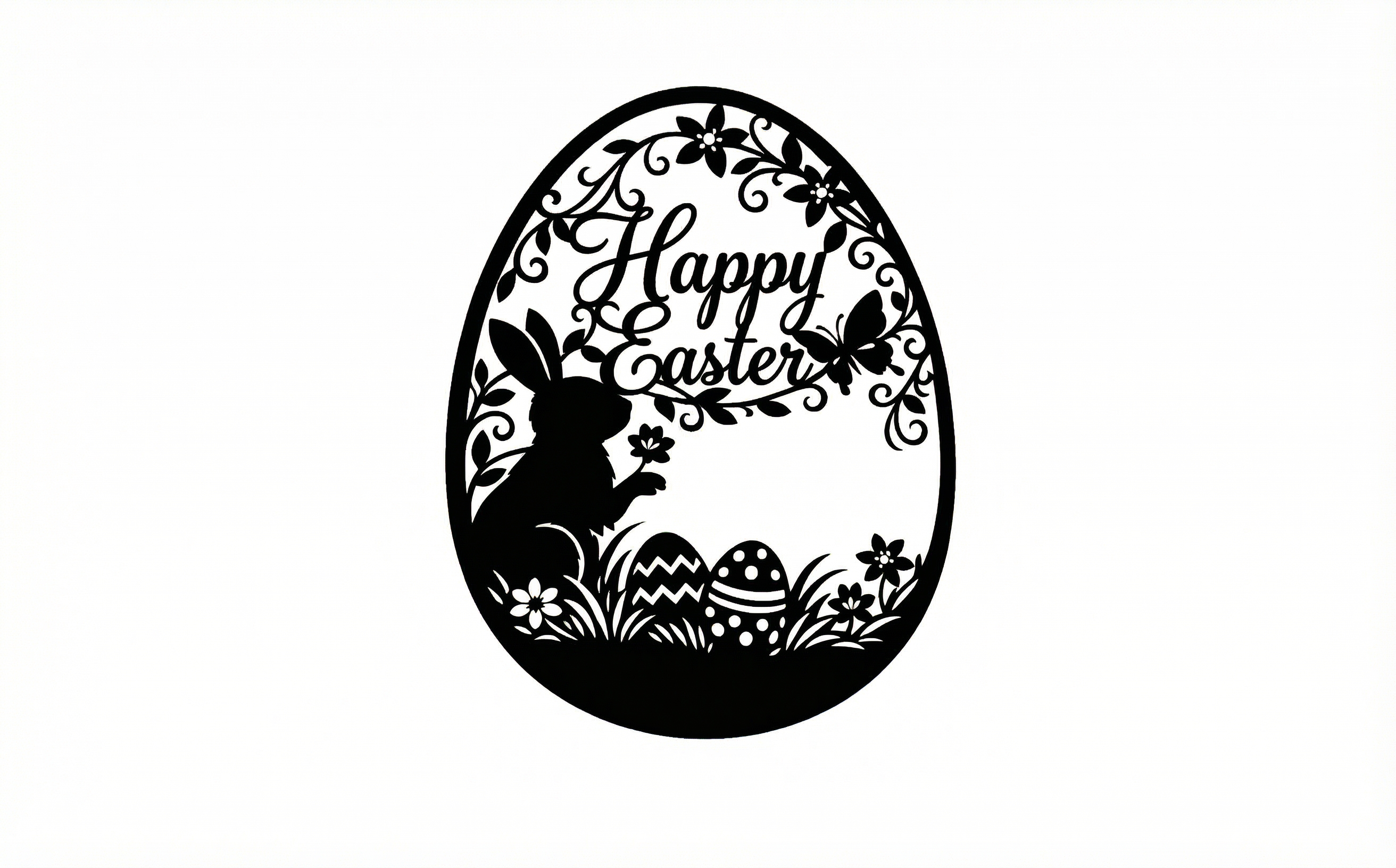 Happy Easter - Bunny Egg Silhouette 2