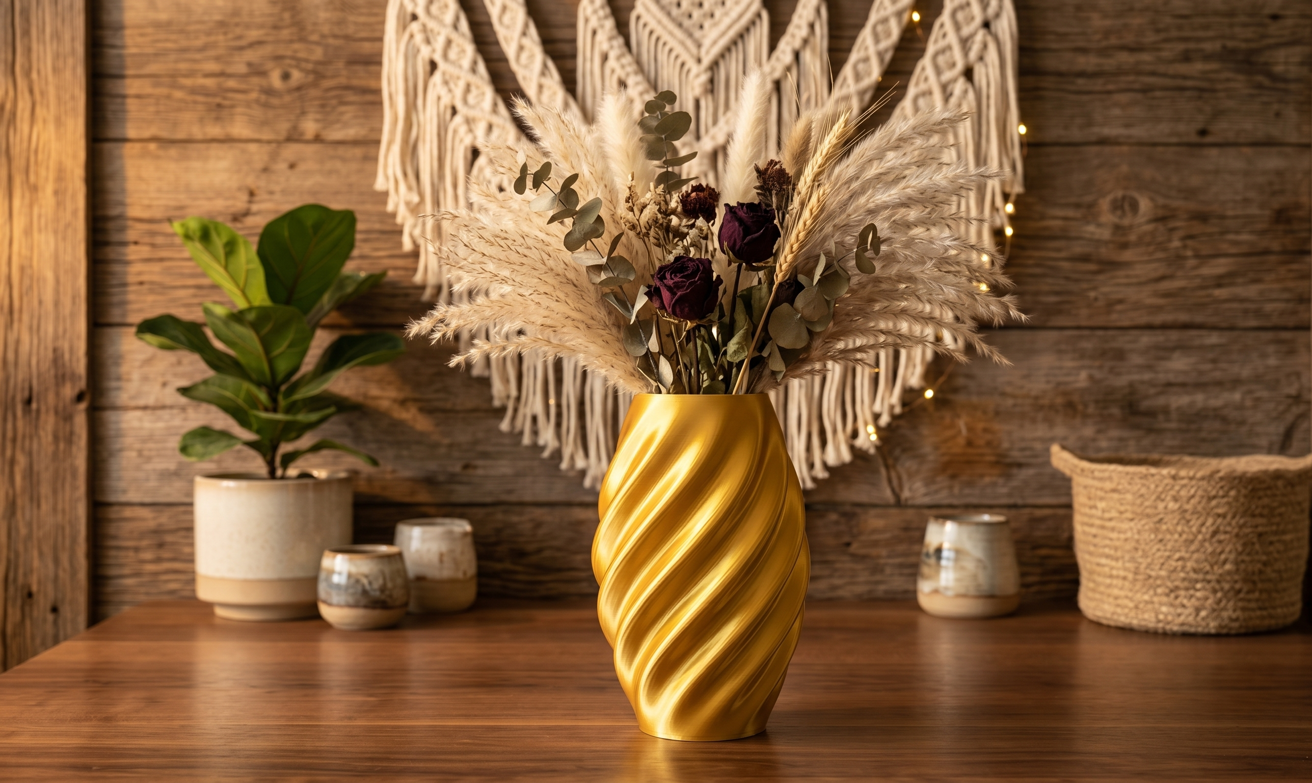 Miniatura 3 do modelo 3D Modern Gold Twisted Sculptural Vase