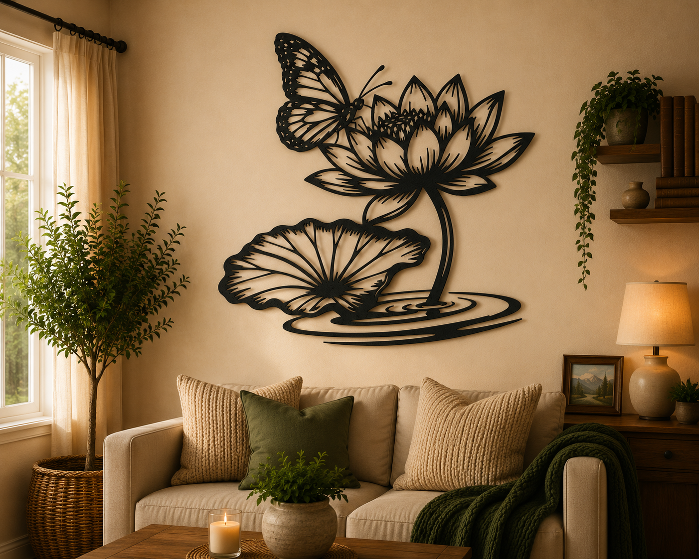 Butterfly Lotus Flower 2D Wall Art