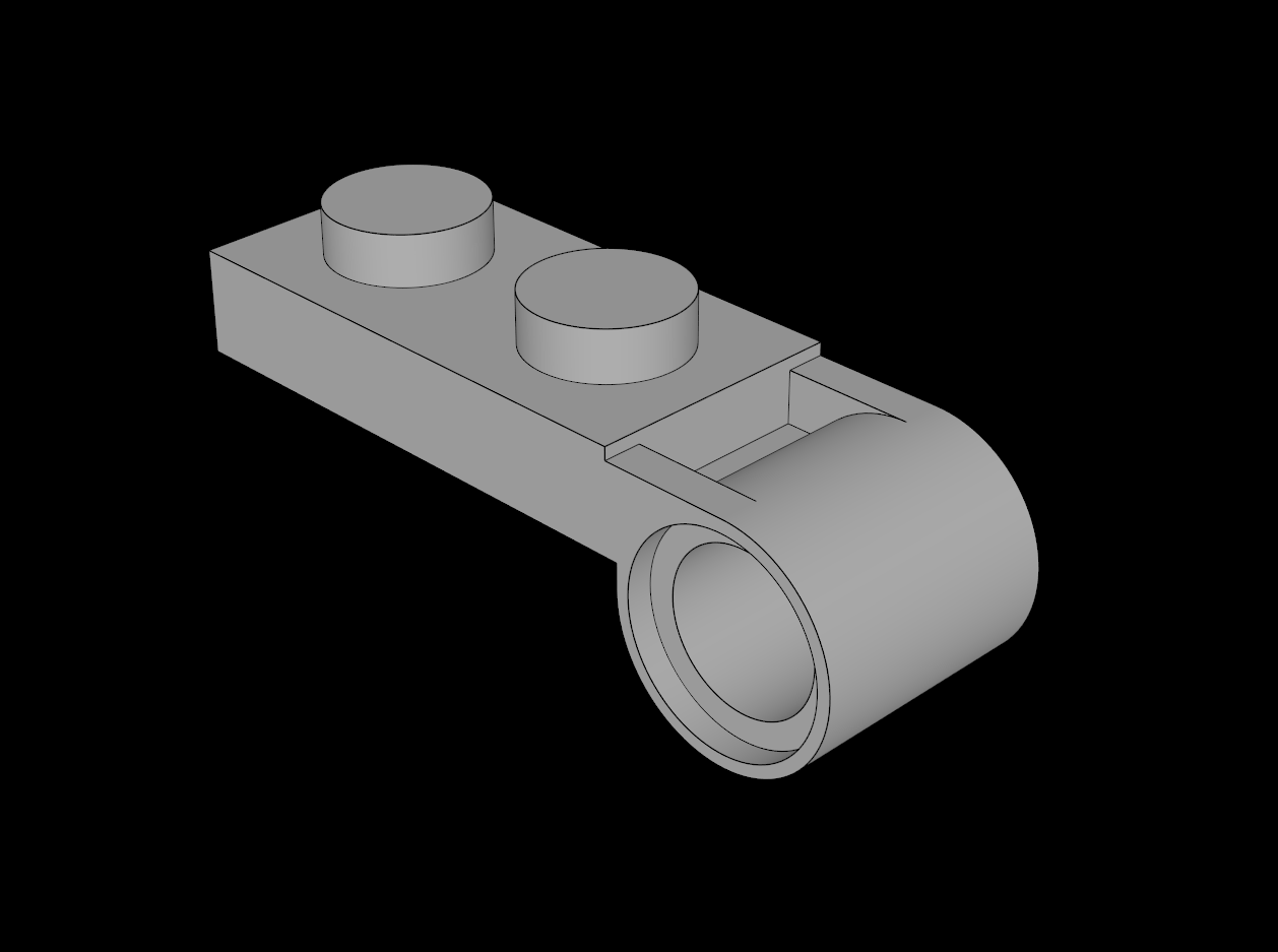 Lego Compatible (3172.dat) Plate  1 x  3 with Offset Peghole on Underside