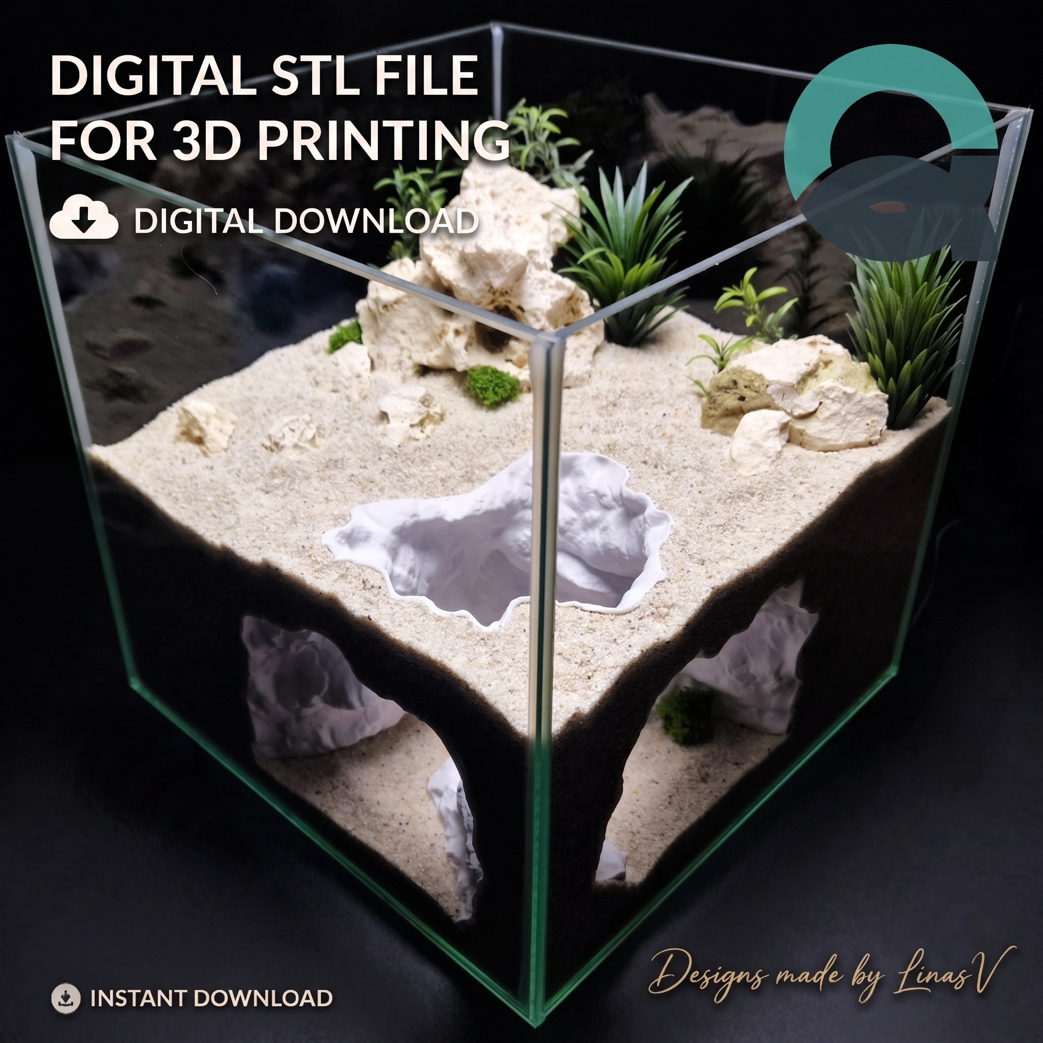 Mistreef Den - Aquarium & Terrarium Cave | Fish Hideout | Shrimp Shelter | Reptile Hide | Natural Rock Decor | Aquascaping | 3D Print STL