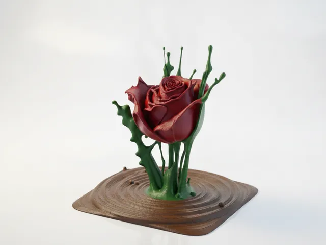 Rose Drop Liquid Splash Art Sculpture 3D Printable