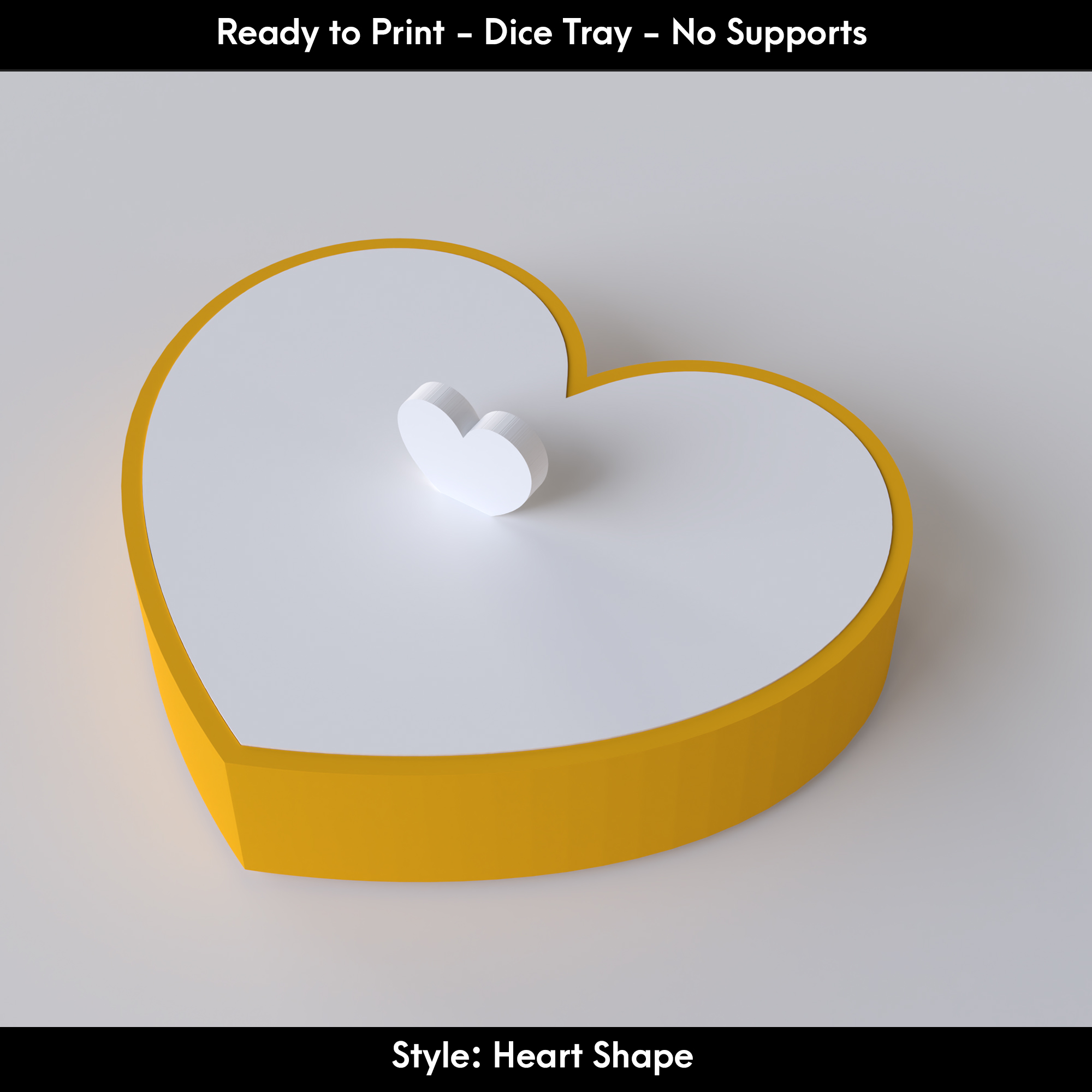 Ready to Print - Dice Tray with Lid – No Supports Needed - Heart Shape Style — miniatura 3