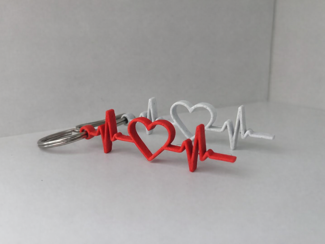 Valentines heartbeat keychain
