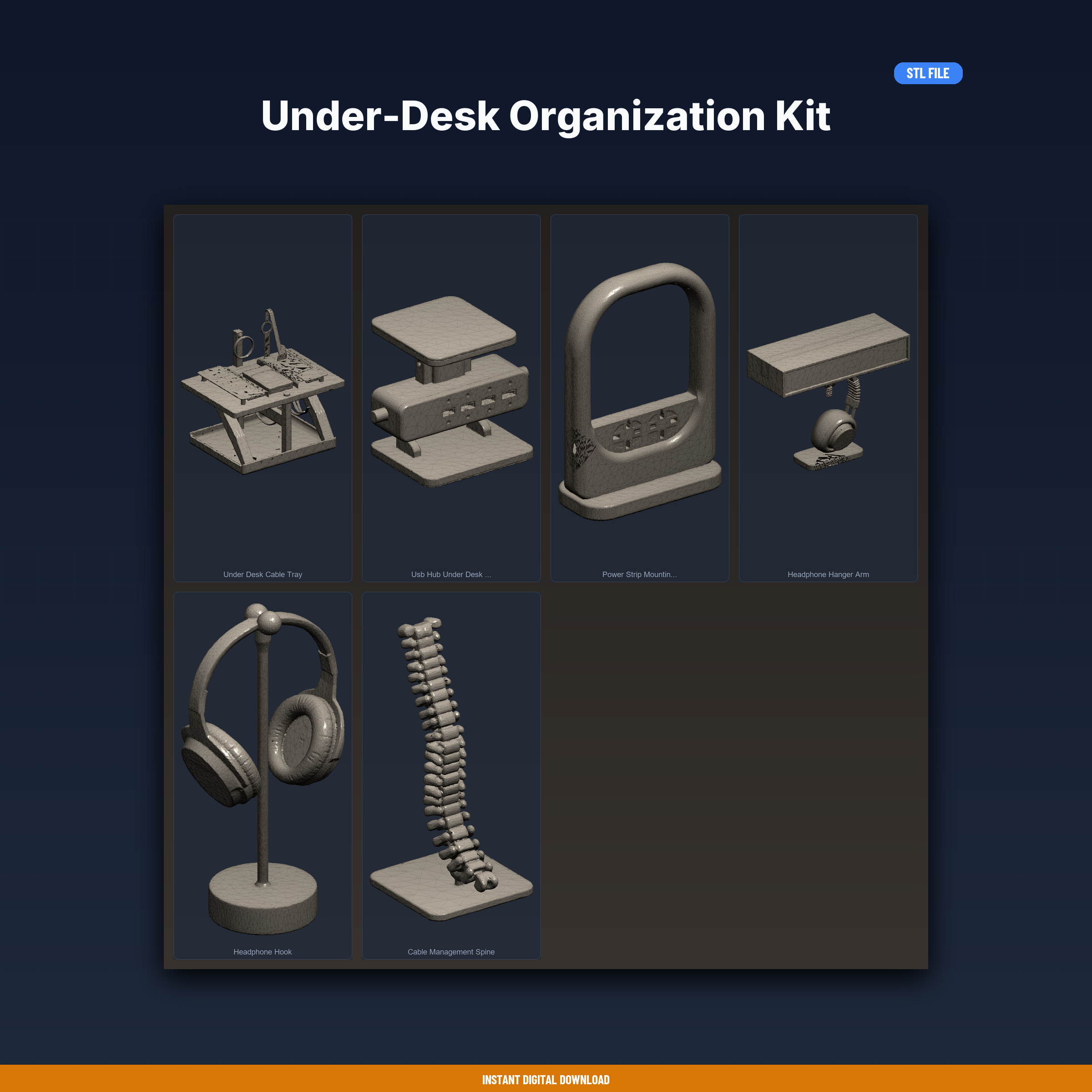 Under-Desk Organization Kit - 6-Model STL Bundle