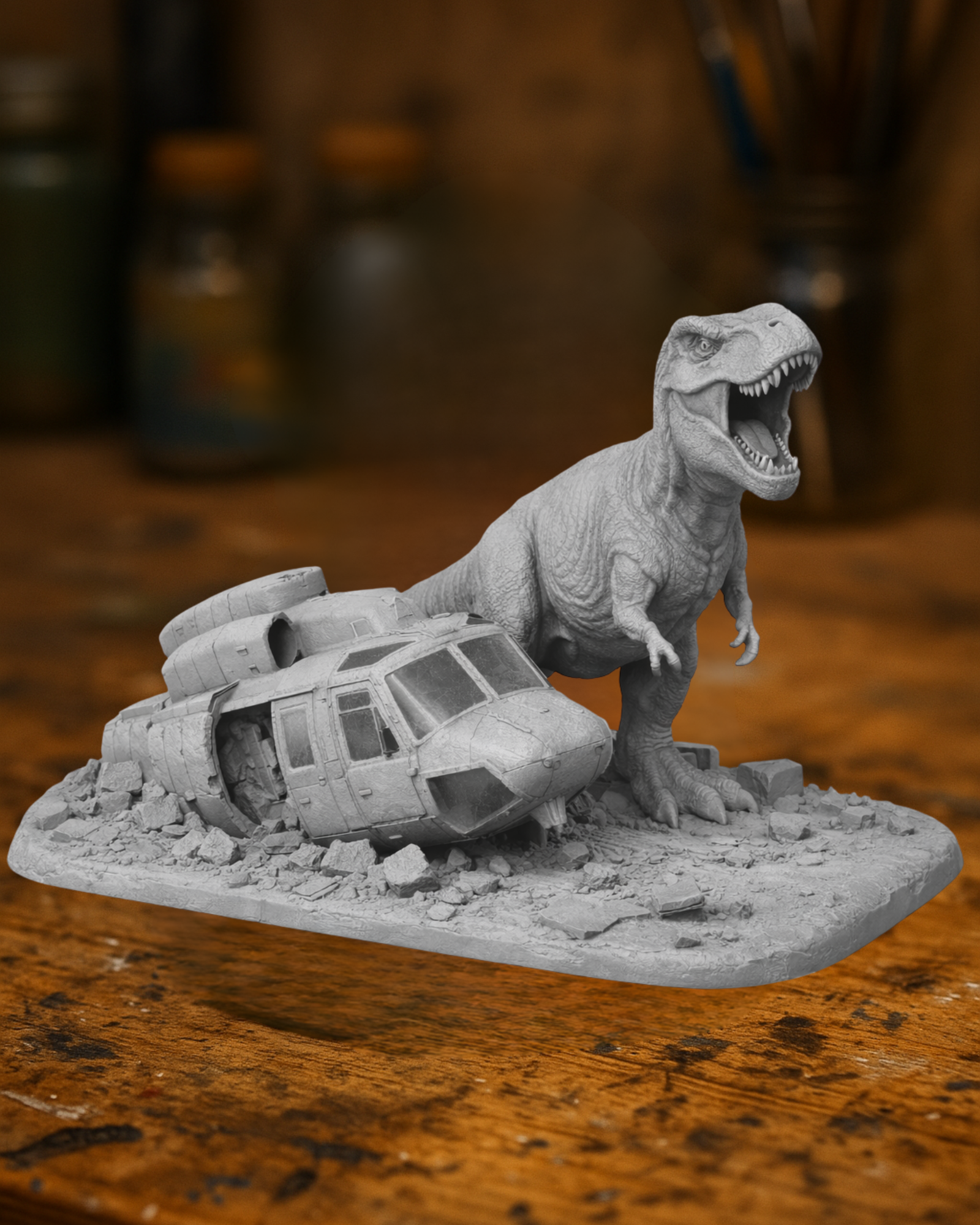 T-Rex Crash Scene Diorama – Prehistoric Encounter