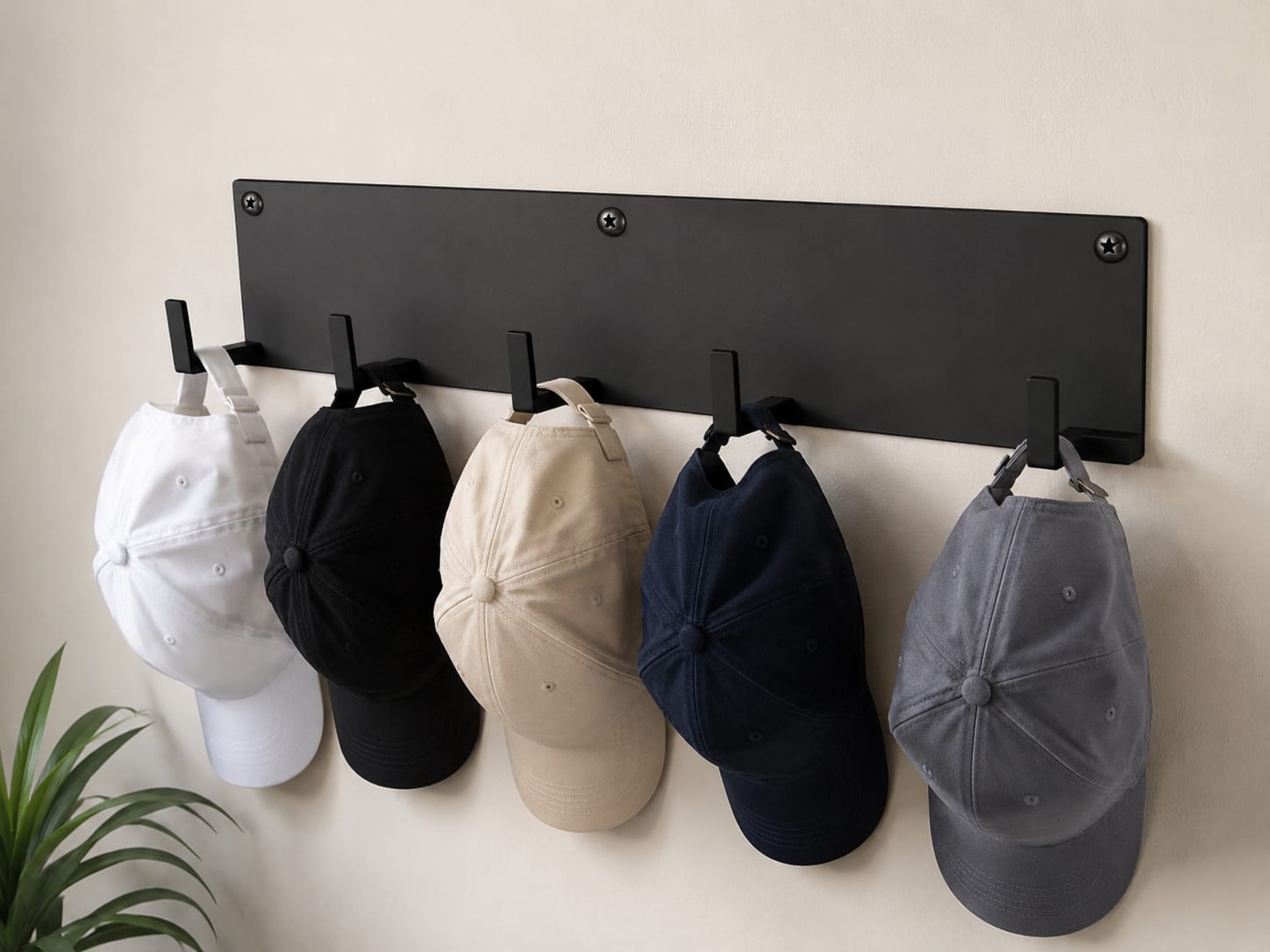 A stylish, elegant, and practical hat holder, perfect for organizing and displaying your caps with a modern design that adds a unique touch to any space.