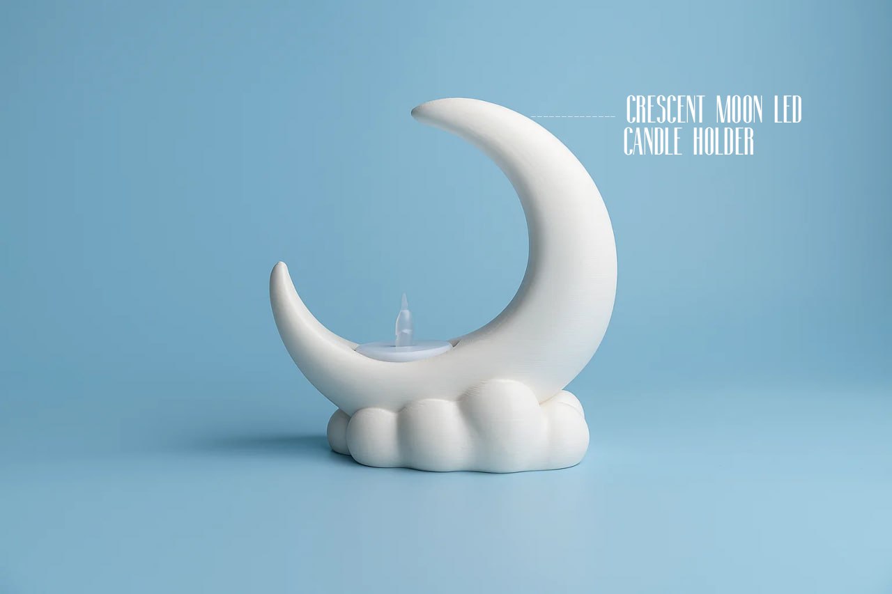 Crescent Moon LED Candle Holder – Cozy Decor