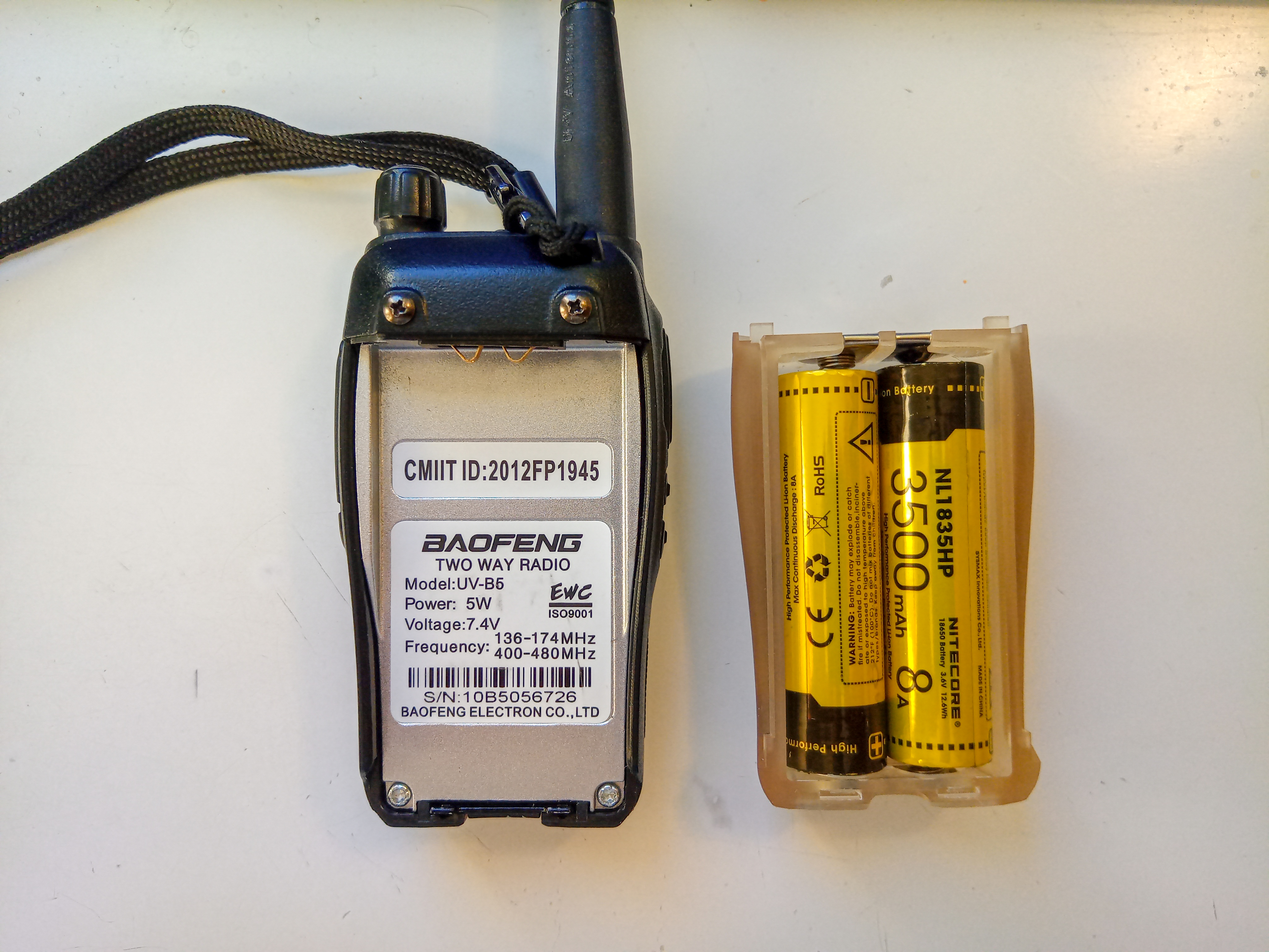 Baofeng UV-B5/B6 18650 Battery