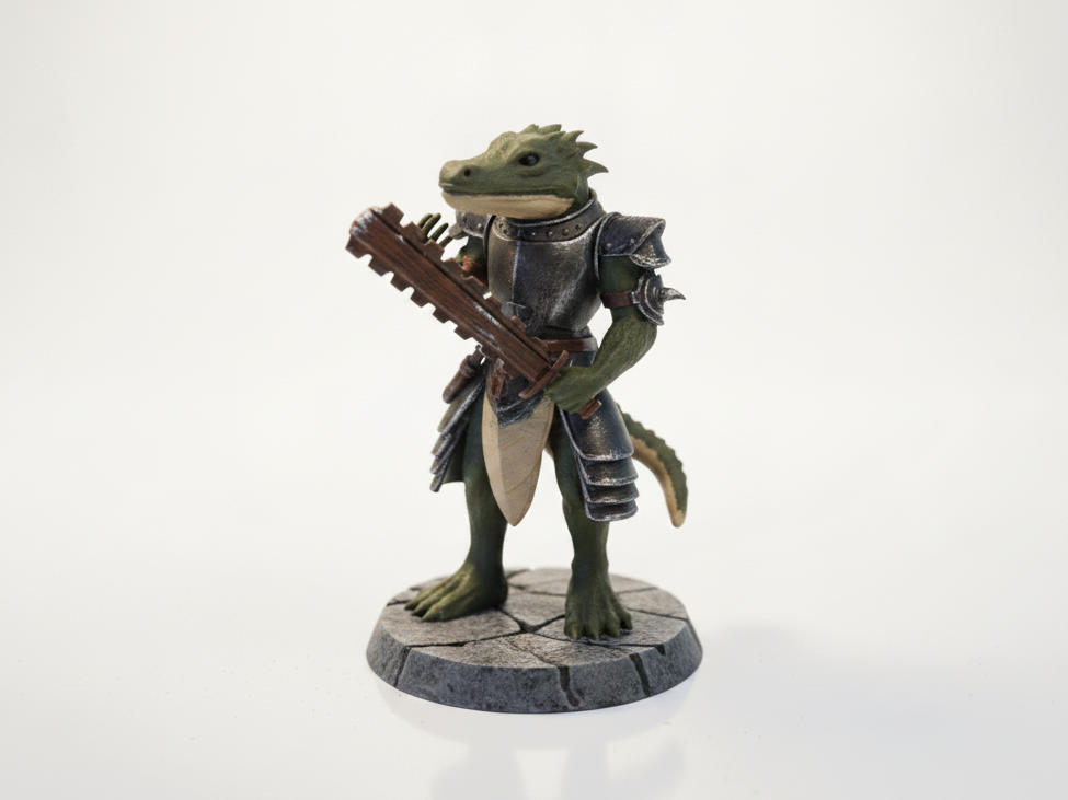 Lizard Warrior Figurine Fantasy Miniature 3D Printable