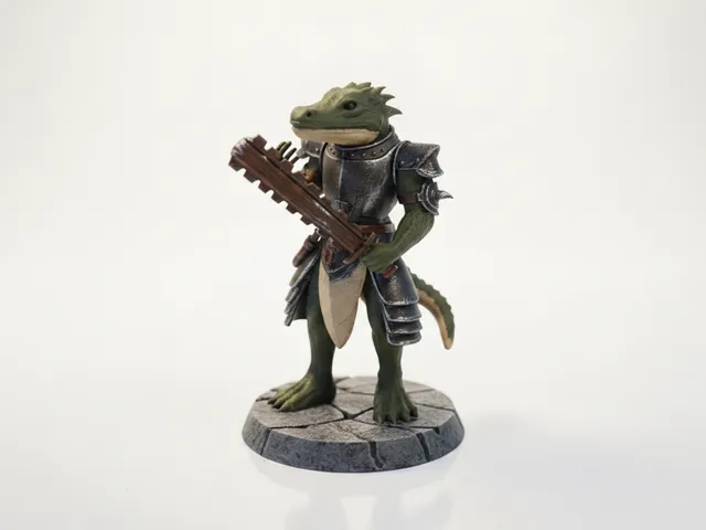 Lizard Warrior Figurine Fantasy Miniature 3D Printable
