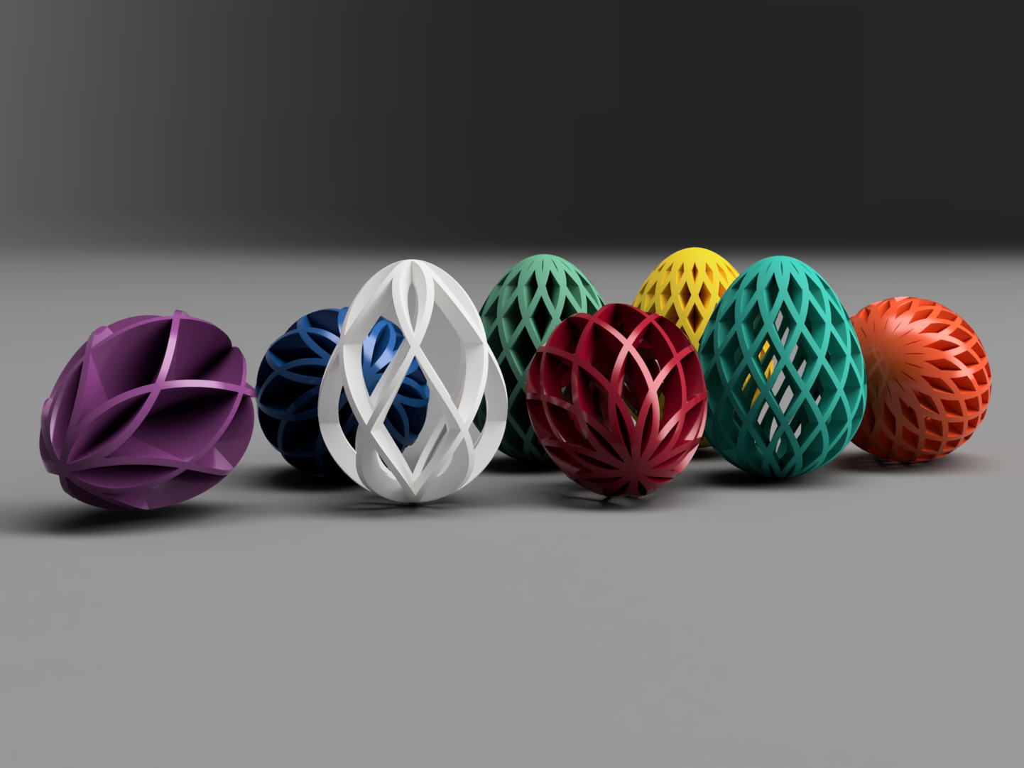 Easter Eggs: Geometric Cross-Ribbing (8 Variants + Stand)