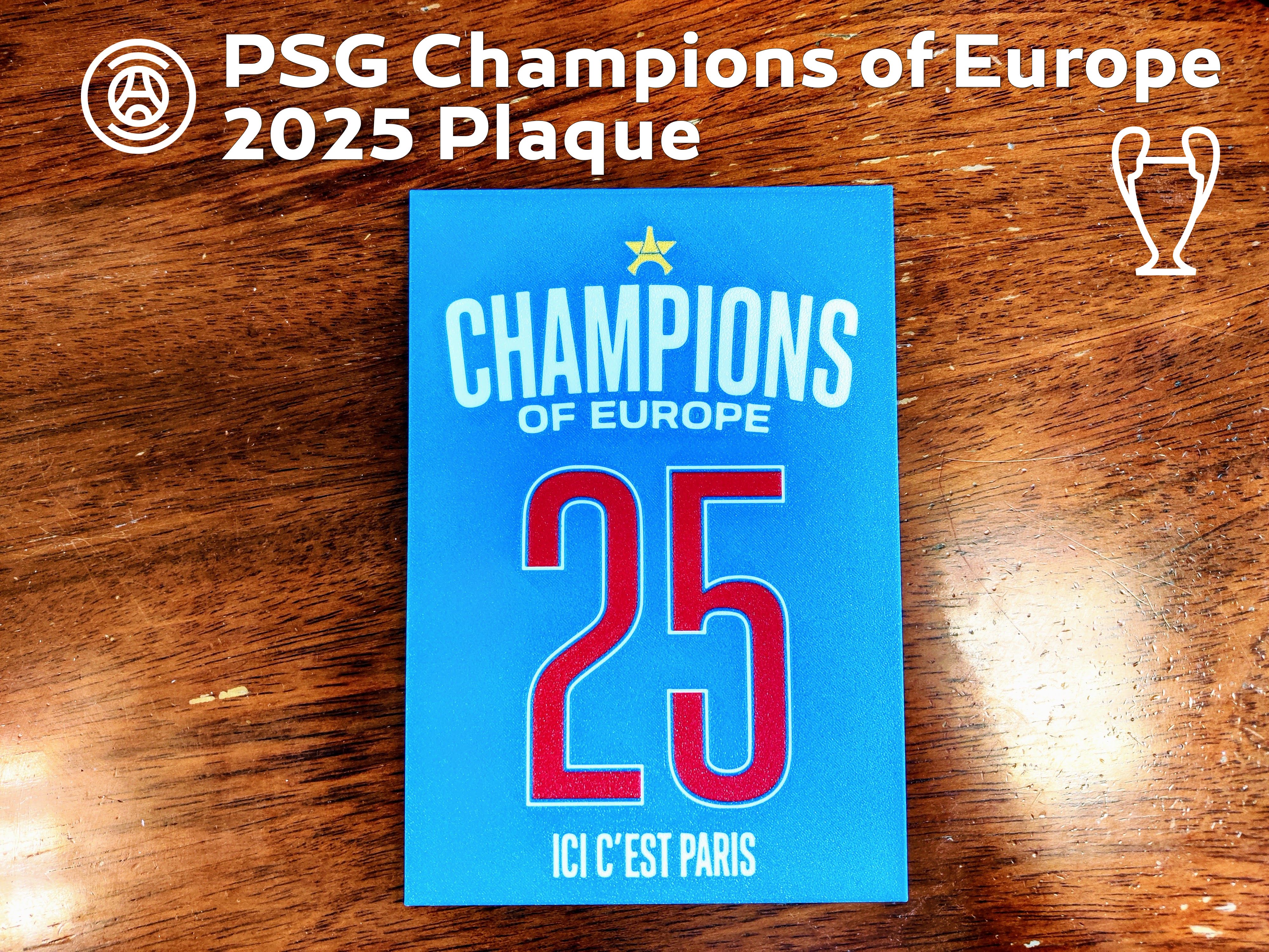 PSG Champions of Europe 2025 Plaque
