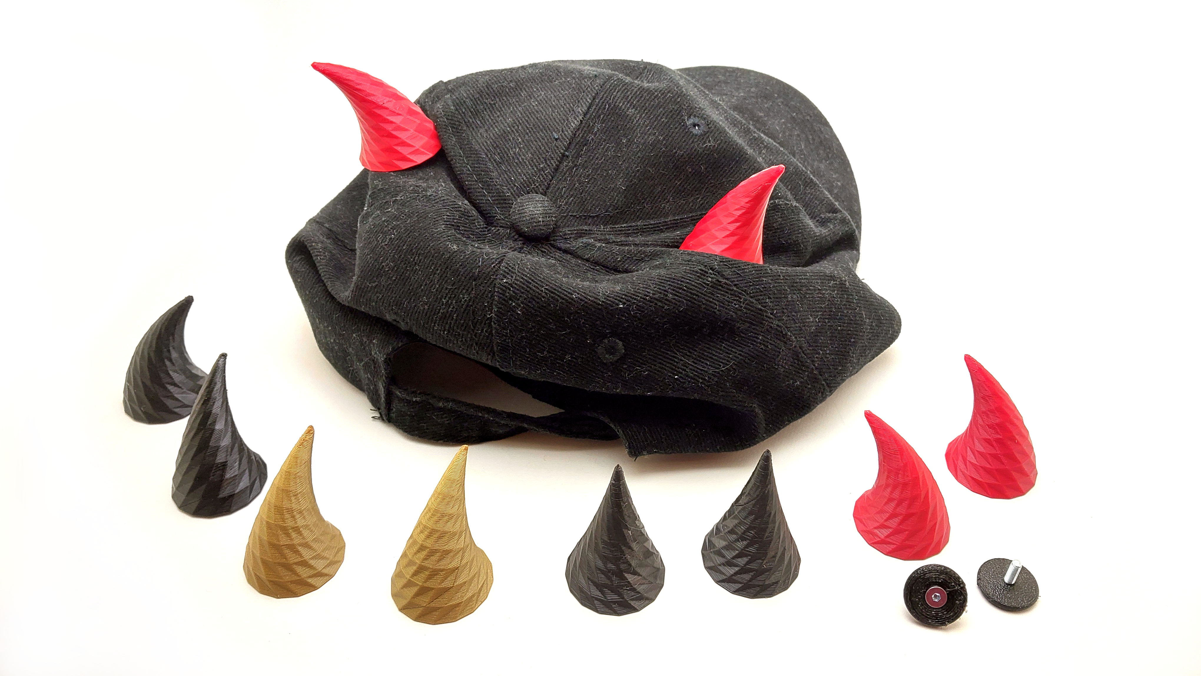 Devil horns on a peaked cap(hat)