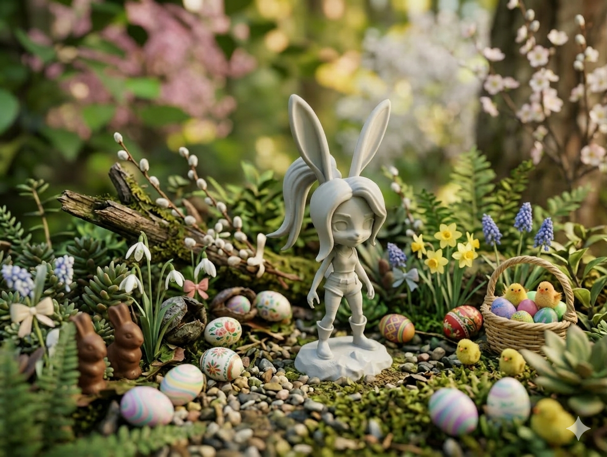 Easter Bunny Chibi Girl - Cute RPG Mini 3D model by Wild190