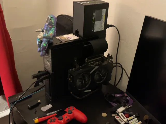 GPU Holder for outsite PC Case, such as Optiplex (Adjust for your GPU size)