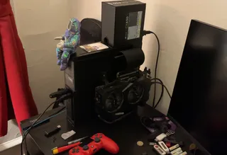 GPU Holder for outsite PC Case, such as Optiplex (Adjust for your GPU size)