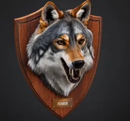 wolf head mounted