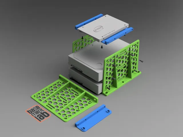 HDD 2.5/3.5" Adapter-Bracket 3 Slot for Rack - 2020 Profile - Pc Test Bench case