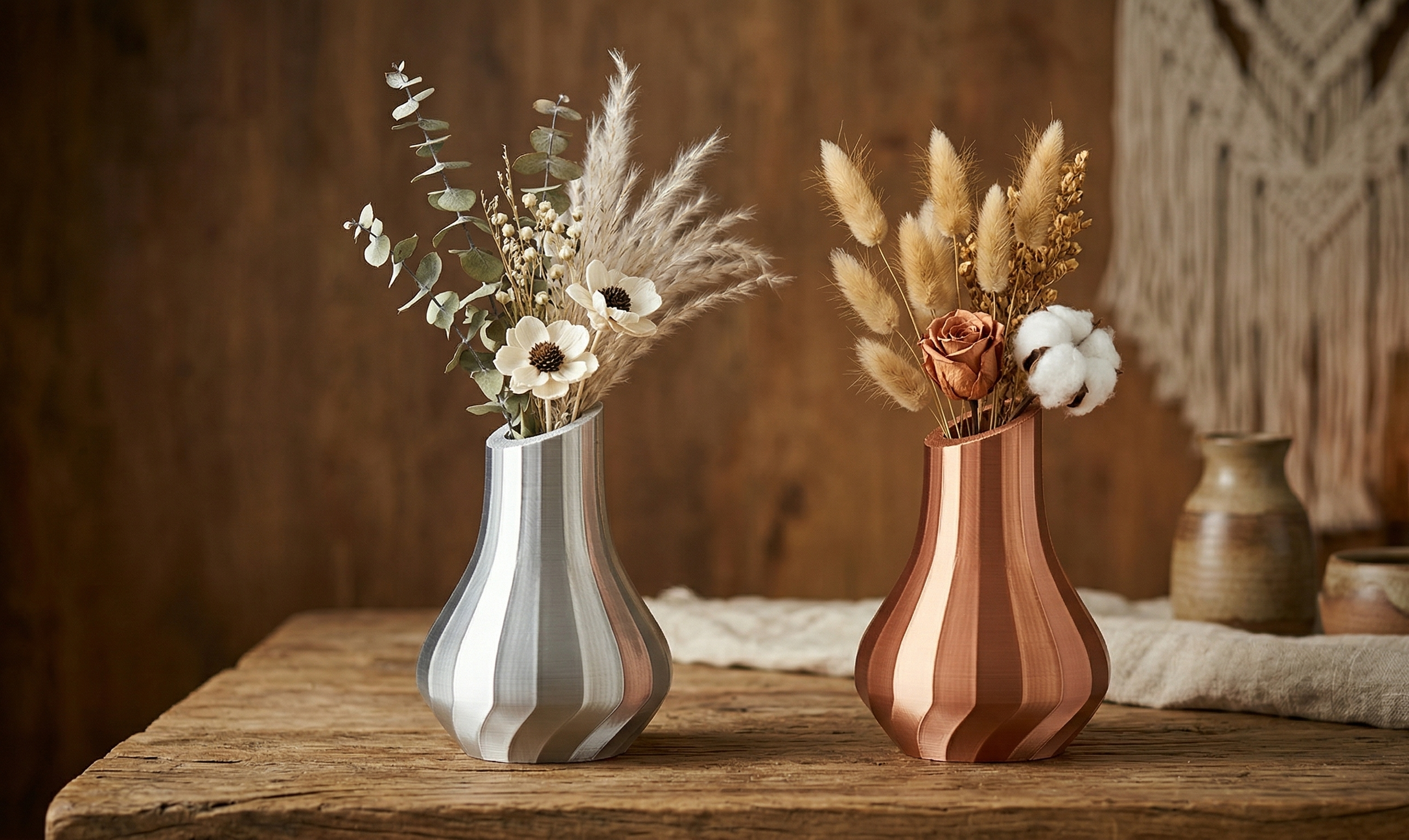 Modern Metallic 3D Printed Boho Vase Lotos