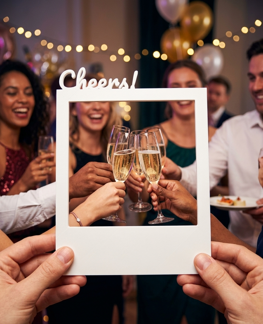 Polaroid Photo Prop "Cheers!"