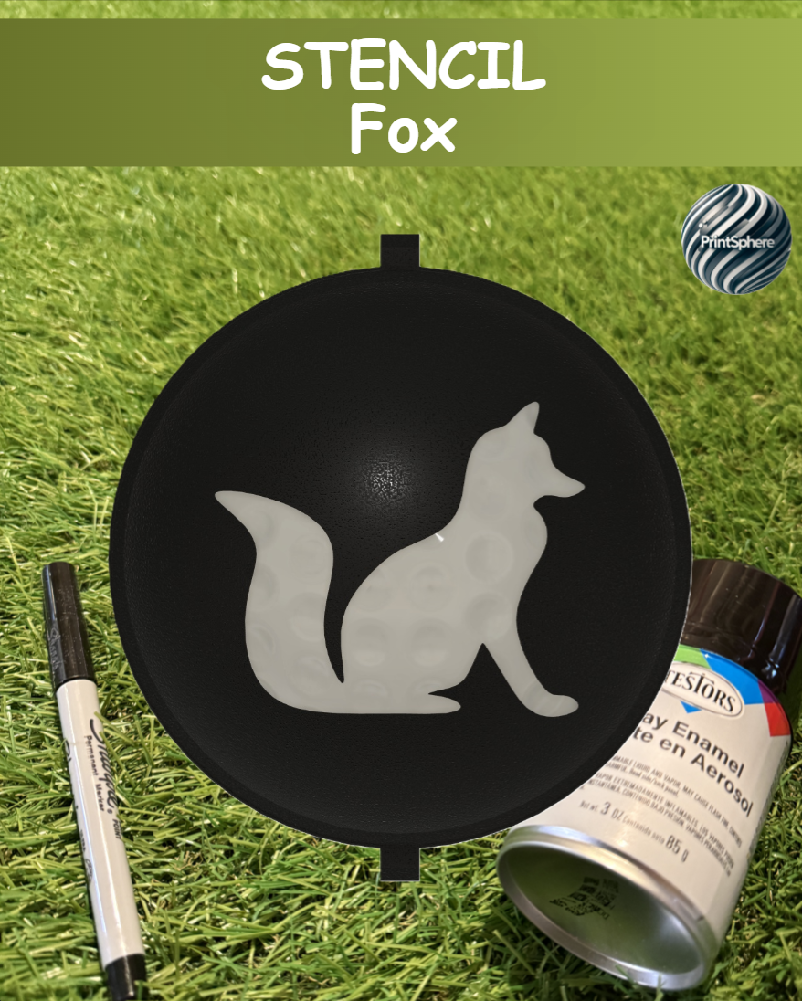 Golf - Golf Ball Stencil - Insert - Animal - Fox - Marker
