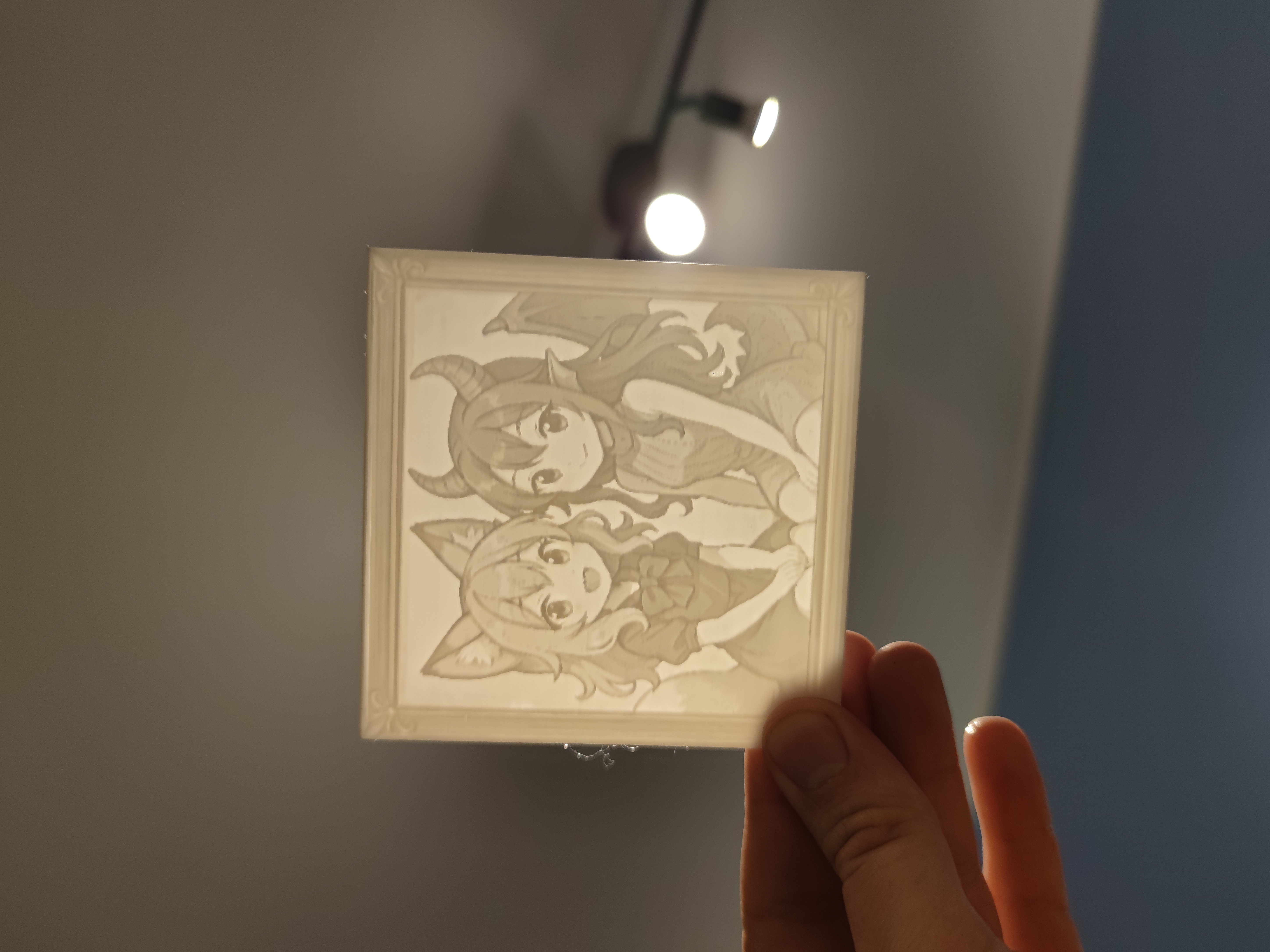 Cute Fox & Dragon Girl AI Lithophane 3D model