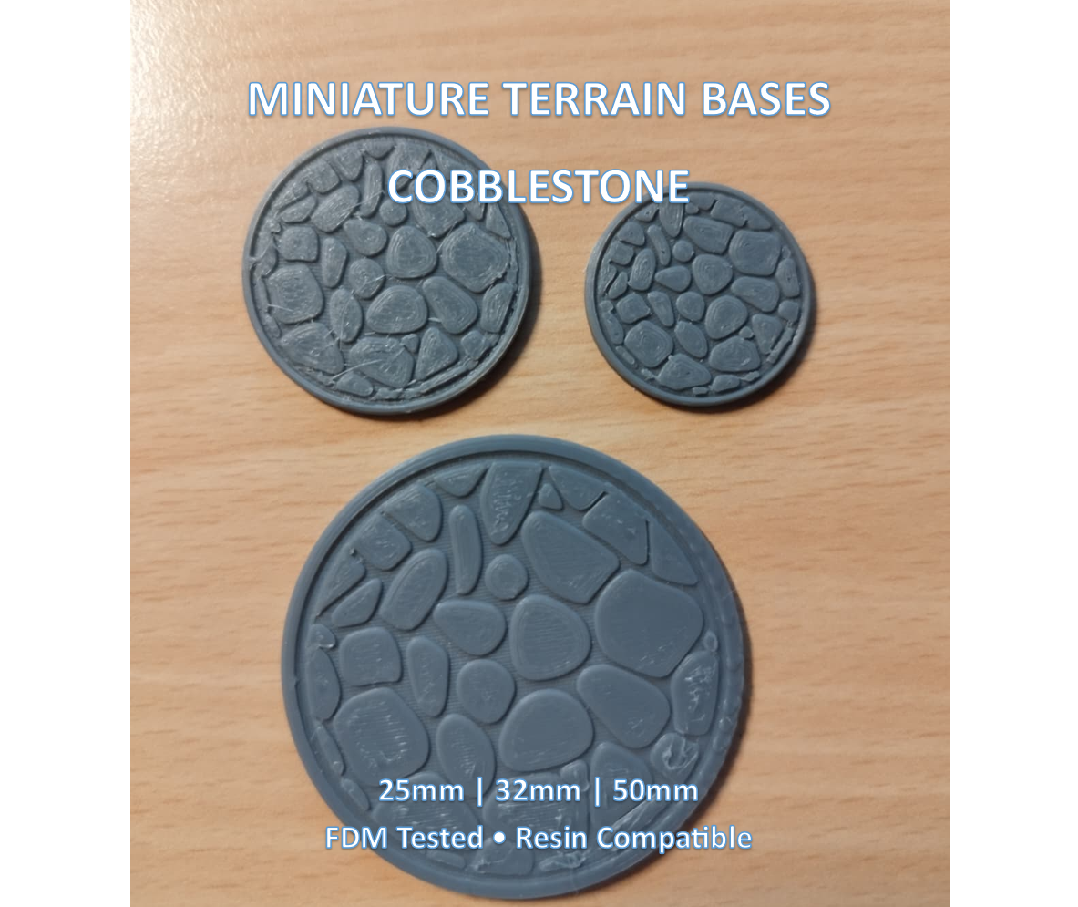 D&D Miniature Base 25mm/32mm/50mm - Cobblestone Street - Tabletop RPG Terrain