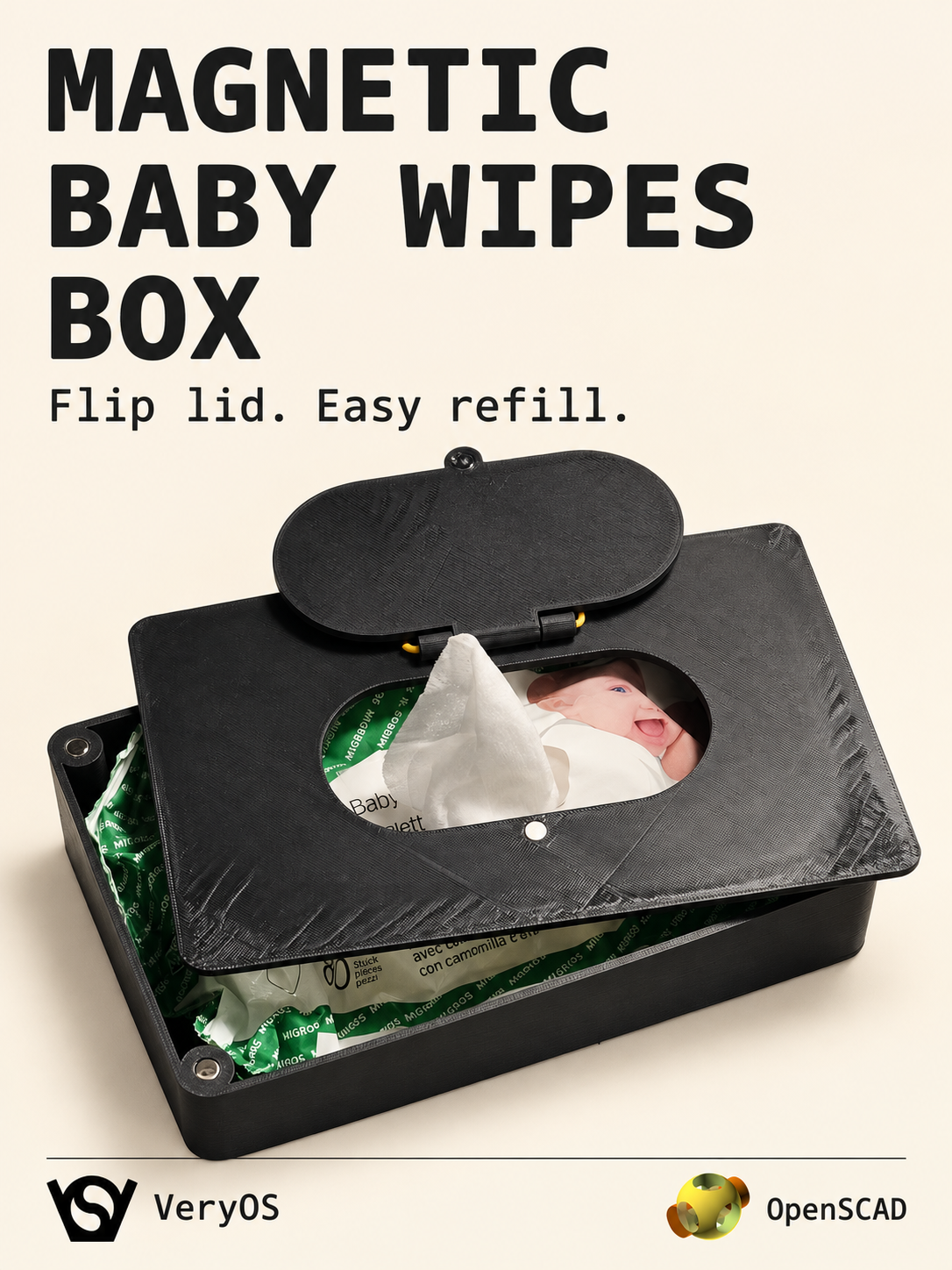 Parametric baby-wipe box — STL Grátis | 3DFinder