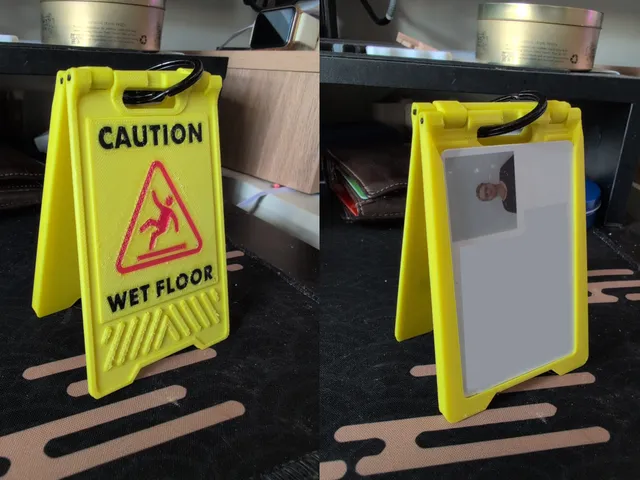 Caution Wet Floor Sign - Badge Holder