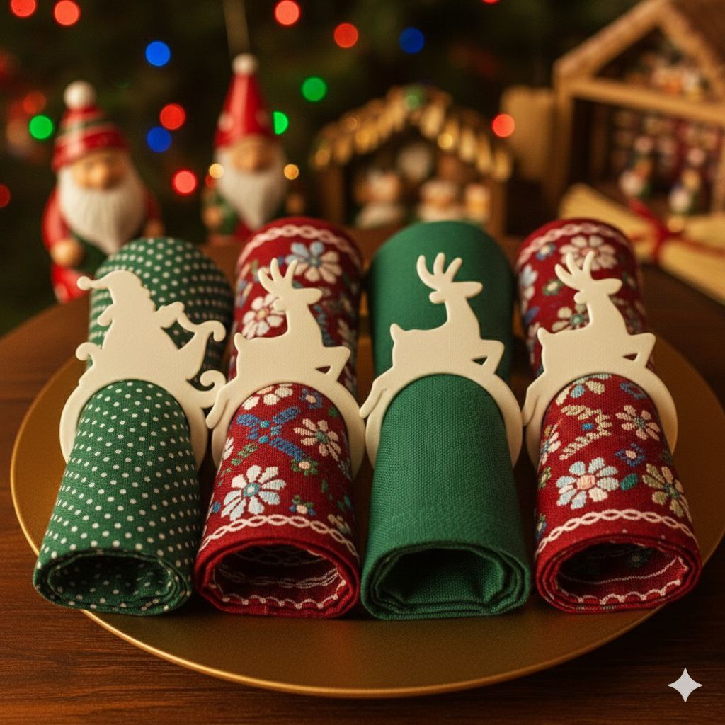 Anillos Porta-Servilletas Navideños 3D  Santa Sleigh Napkin Rings
