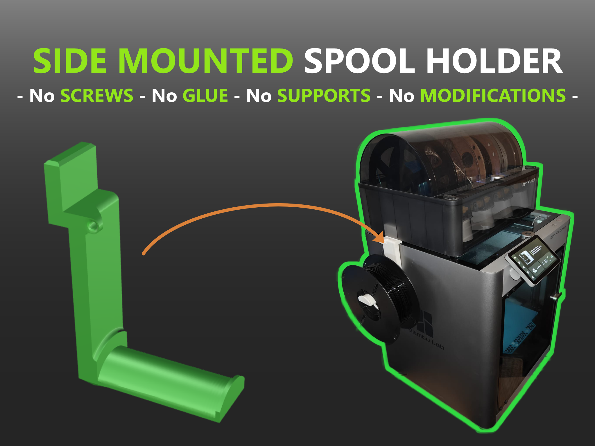 Side-mounted Bambulab AMS Spool holder 3D model
