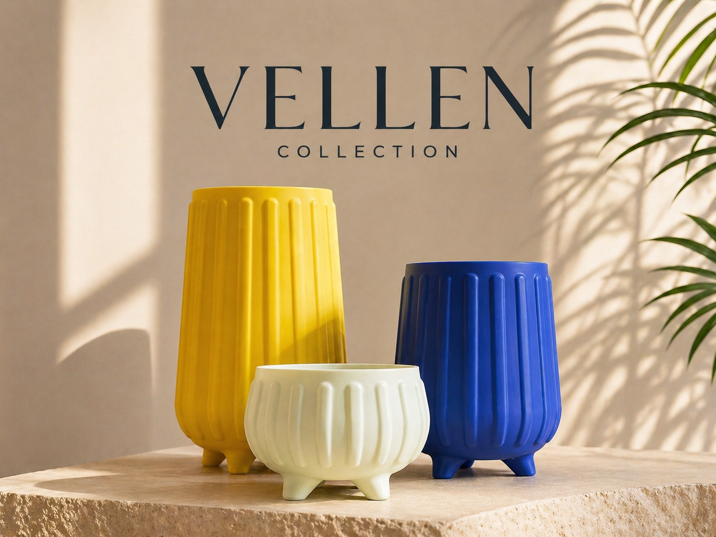 Vellen Planter Collection – Modern Ribbed Pots (3 Sizes)