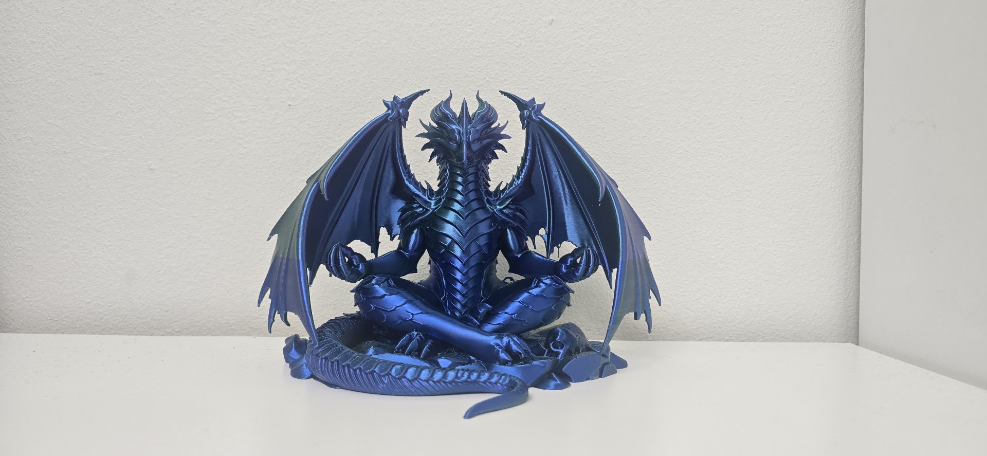 Meditating Zen Dragon - Silk Blue Edition