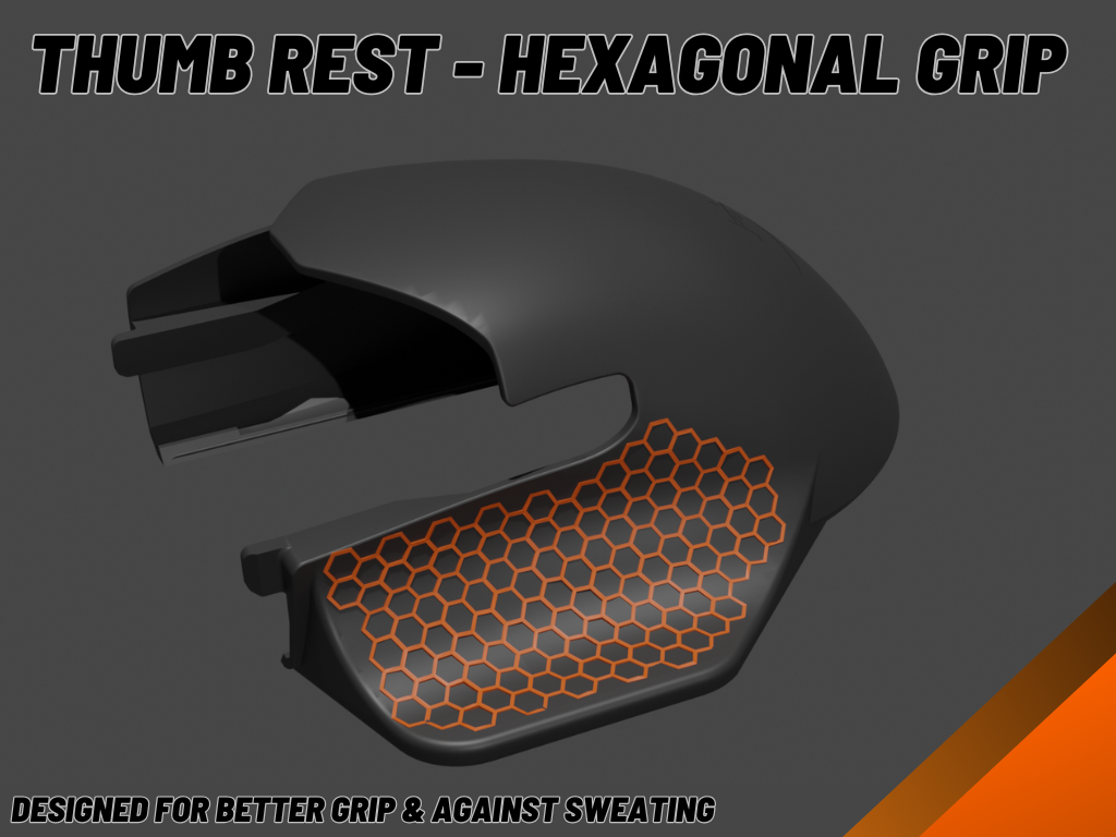 HyperX Pulsefire - Hexagonal finish for thumb grip