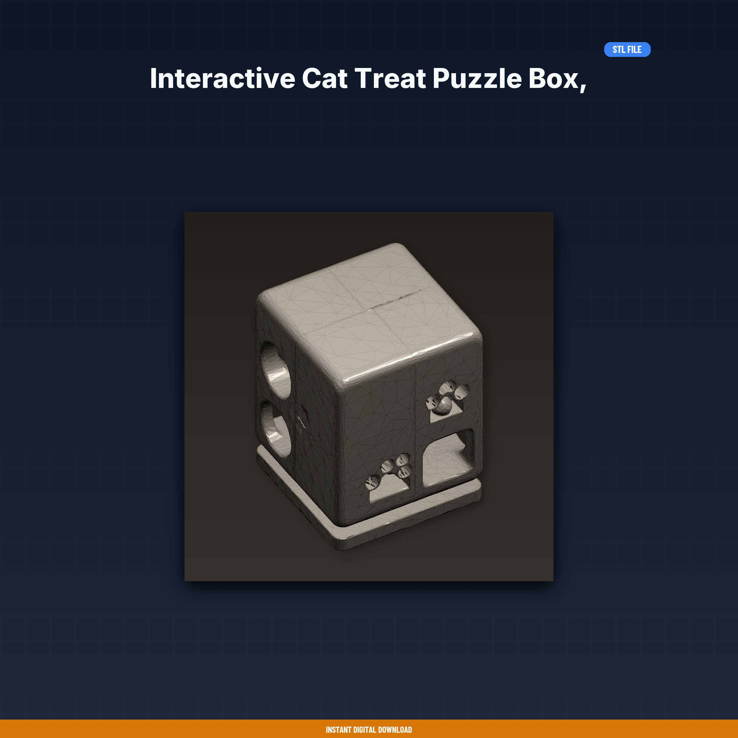 Interactive Cat Treat Puzzle Box, Sliding Compartments, Paw-Sized - 3D Printable STL File