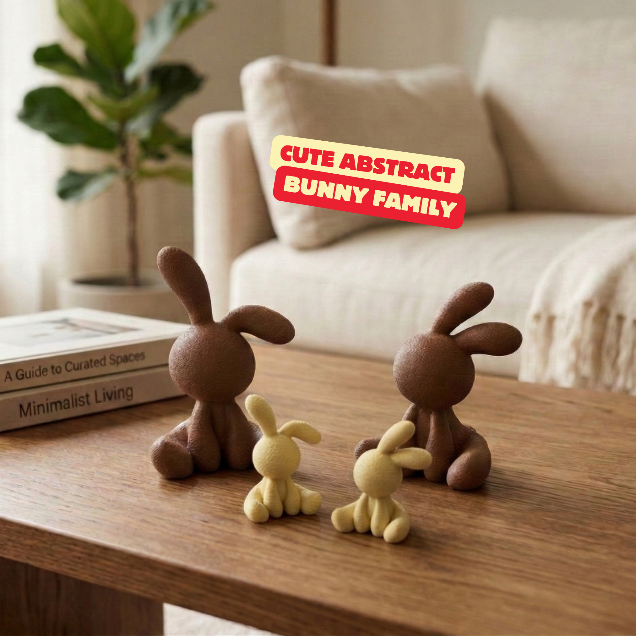 CUTE ABSTRACT BUNNY FAMILY / CUTE EASTER DECOR / BUNNY FAMILY / ABSTRACT BUNNY SCULPTURES
