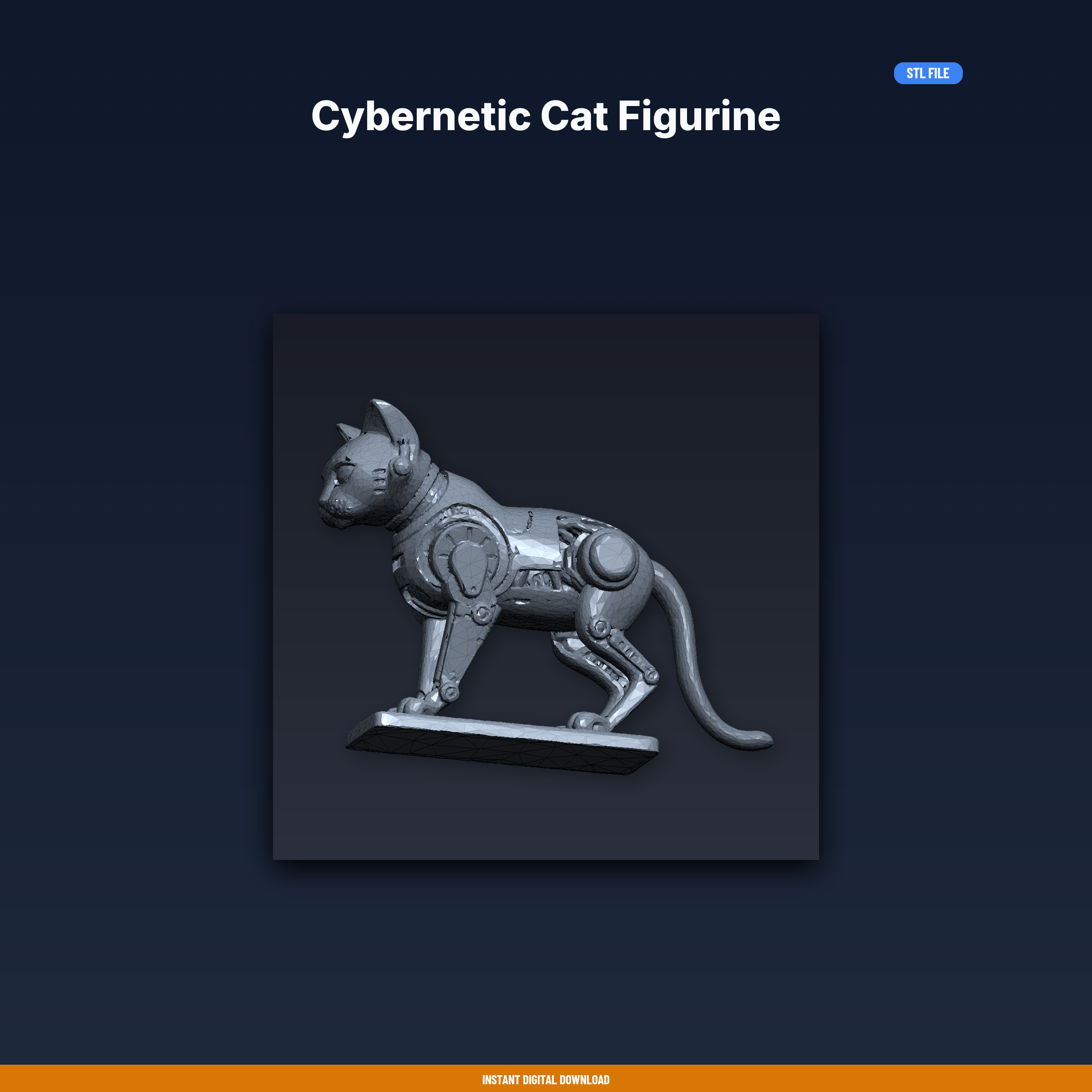Cybernetic Cat Figurine - 3D Printable STL File