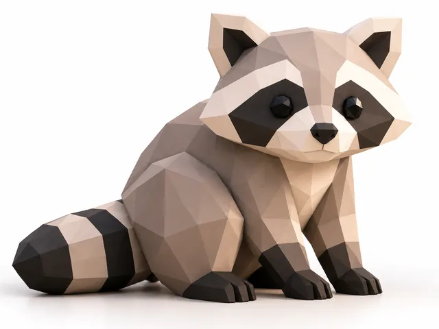 Low Poly Raccoon – Geometric Minimal Animal | Abstract Minimal Animals Set 5