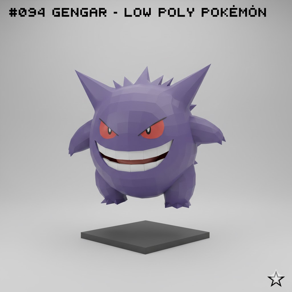 #094 Gengar – Low Poly Pokémon