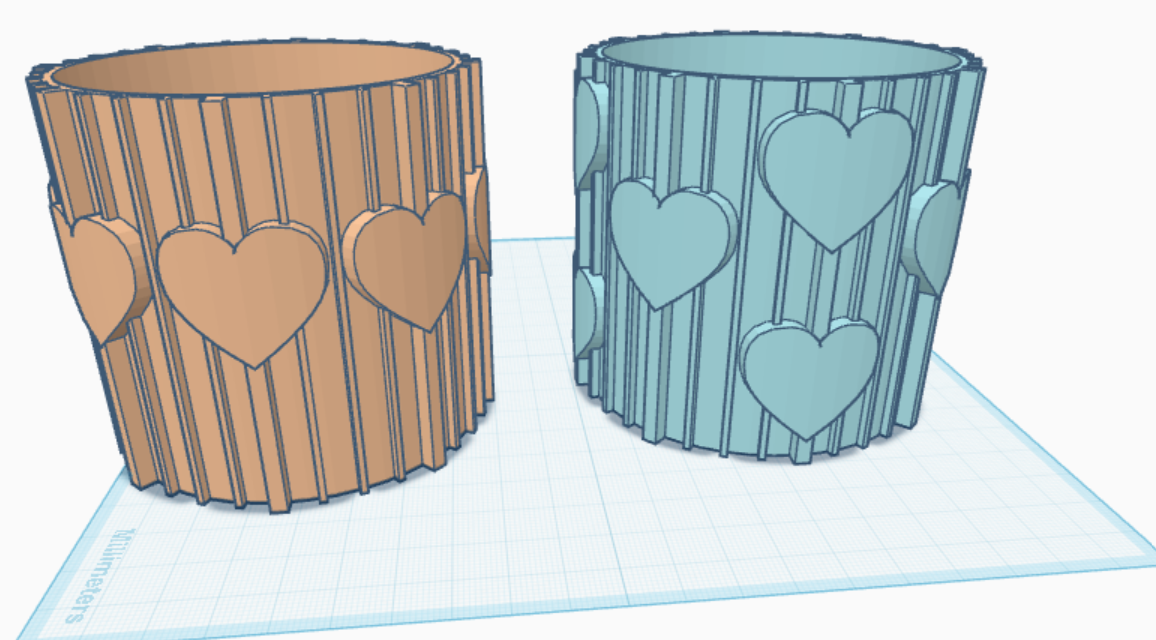 Two pots with hearts