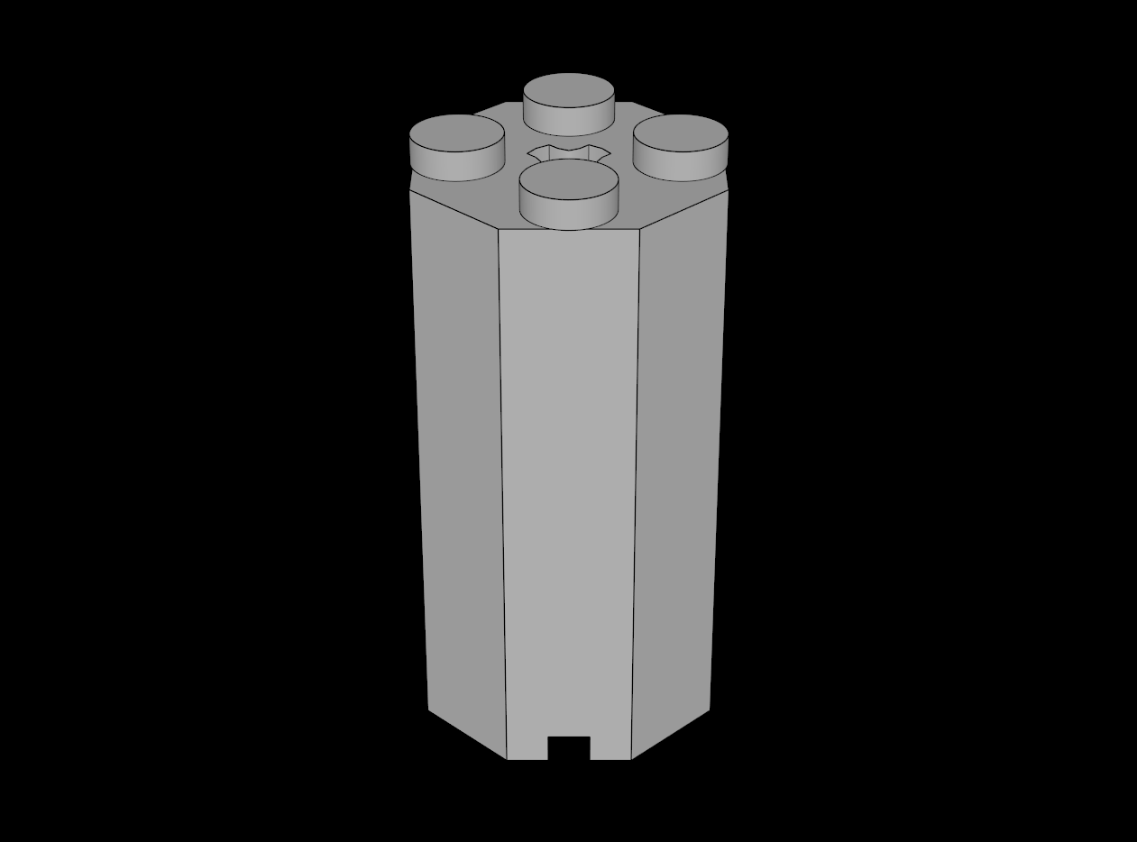 Lego Compatible (6037.dat) Brick  2 x  2 x  3.333 Octagonal