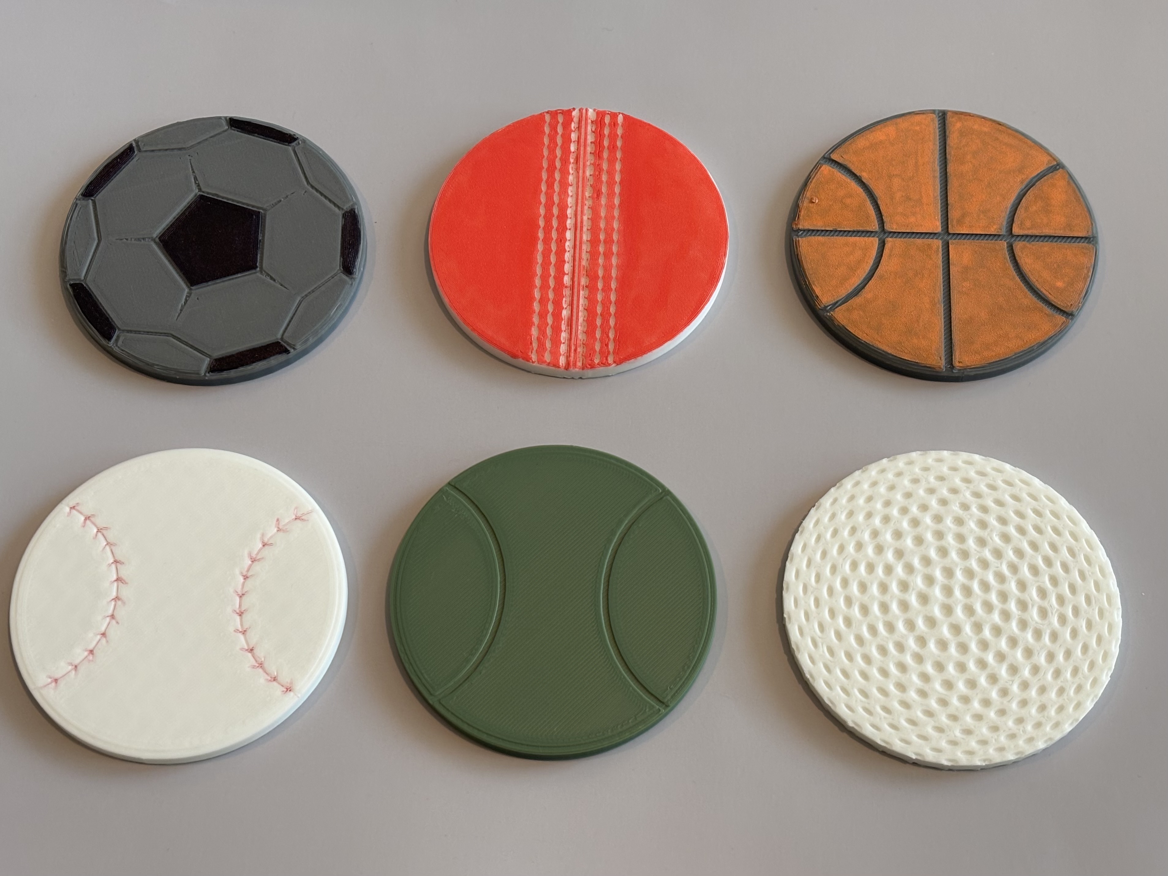 Sports Ball Coaster Set - Soccer Baseball Basketball Tennis Golf Cricket Volleyball
