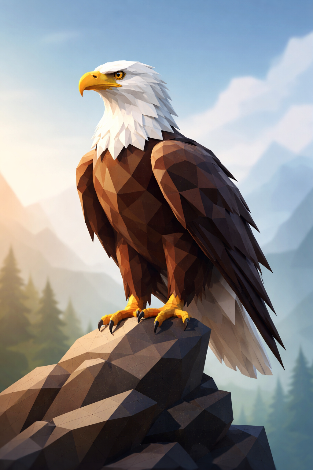 Low Poly Eagle (With or Without a Base)