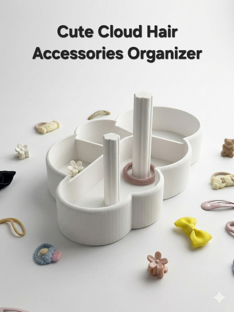 Cute Cloud Hair Accessories Organizer (Fuzzy Skin Optimized)