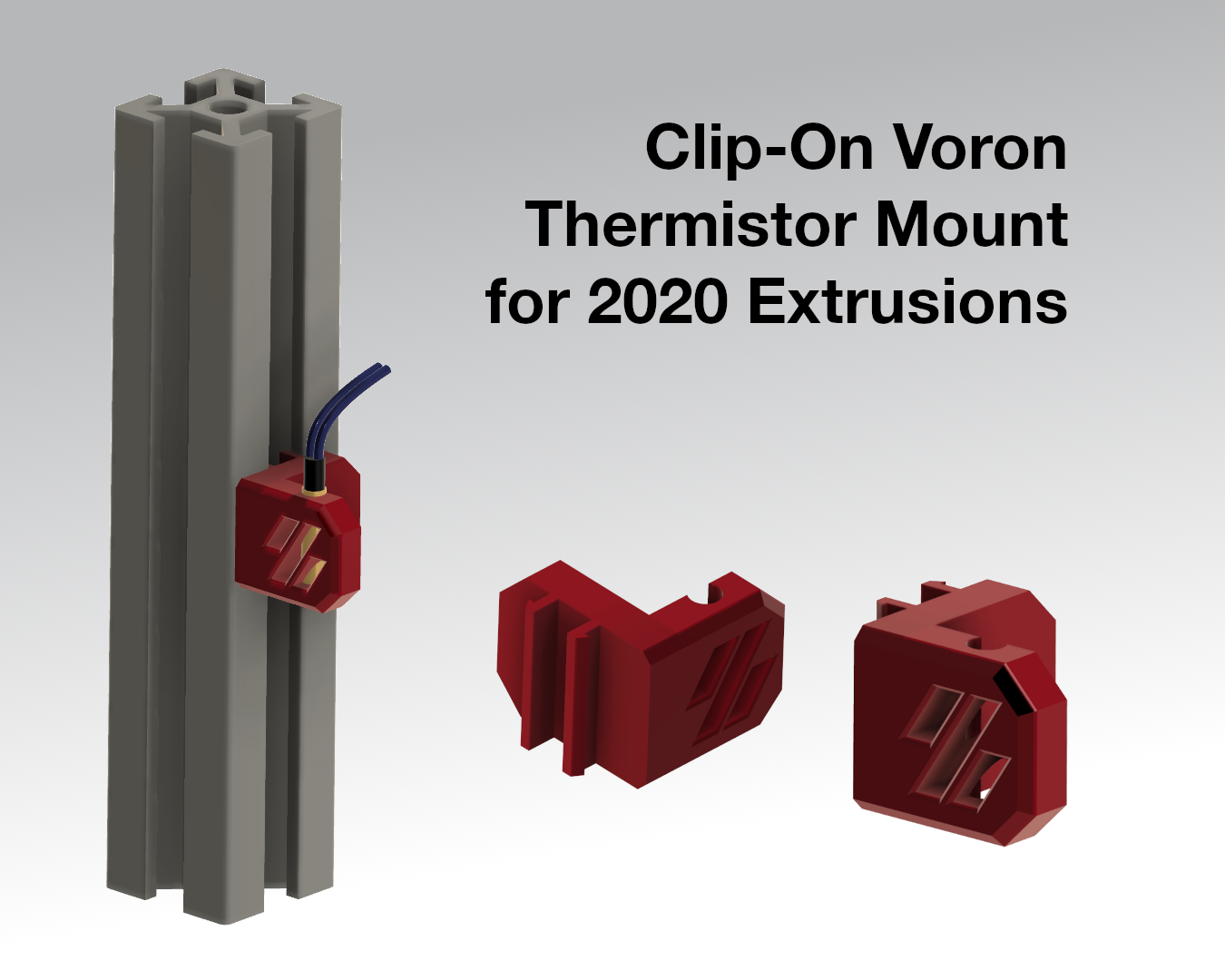 Clip-On Voron Chamber Thermistor Mount 2020 extrusion